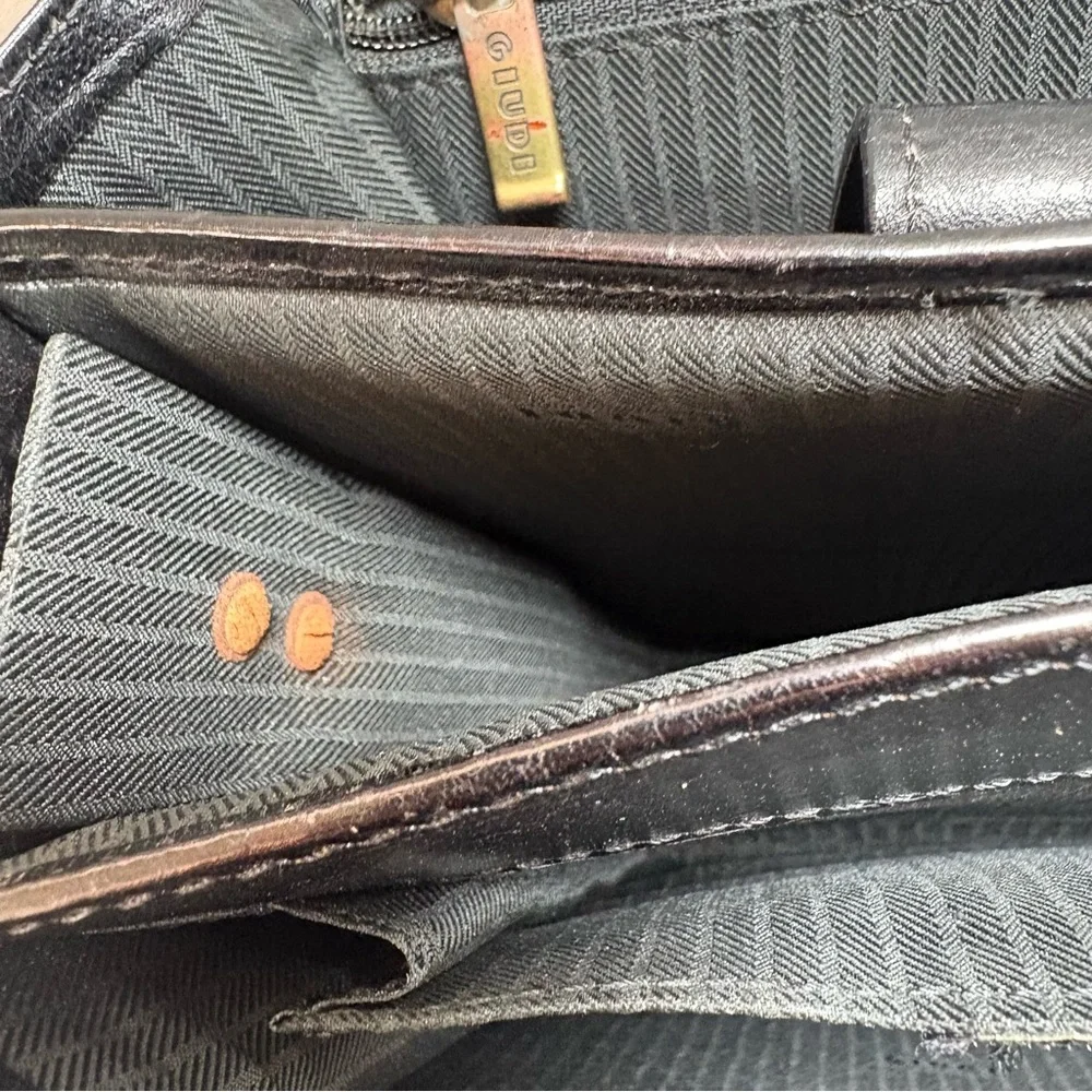 Guidi Briefcase Shoulder Bag Latch Multi Pocket‎ Black Leather Made In Italy
